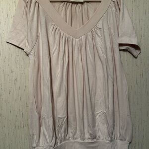 Zenana Outfitters Women's V-Neck Short Sleeve Top - Light Pink